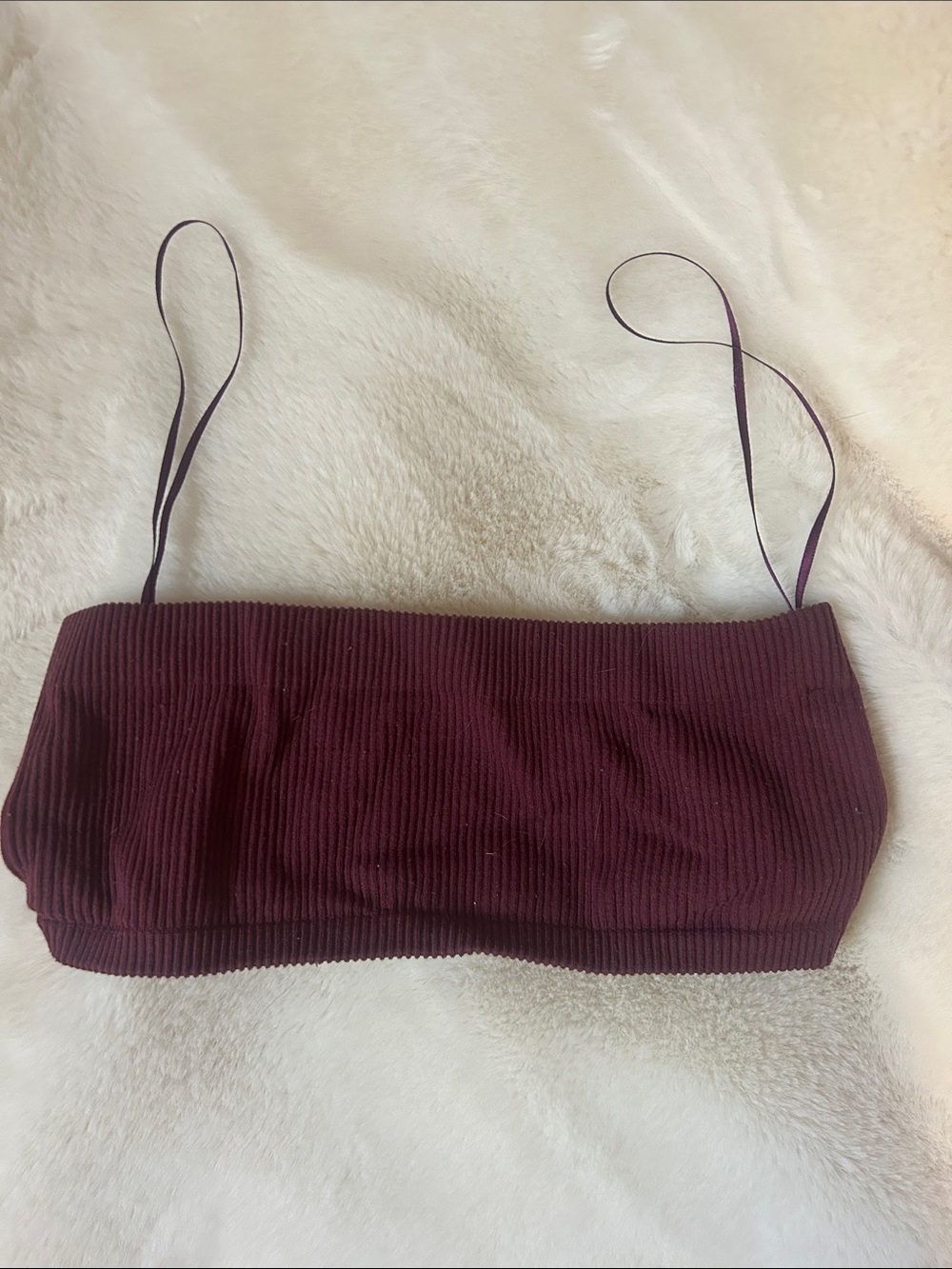Ribbed Bandeau Top - Deep Wine